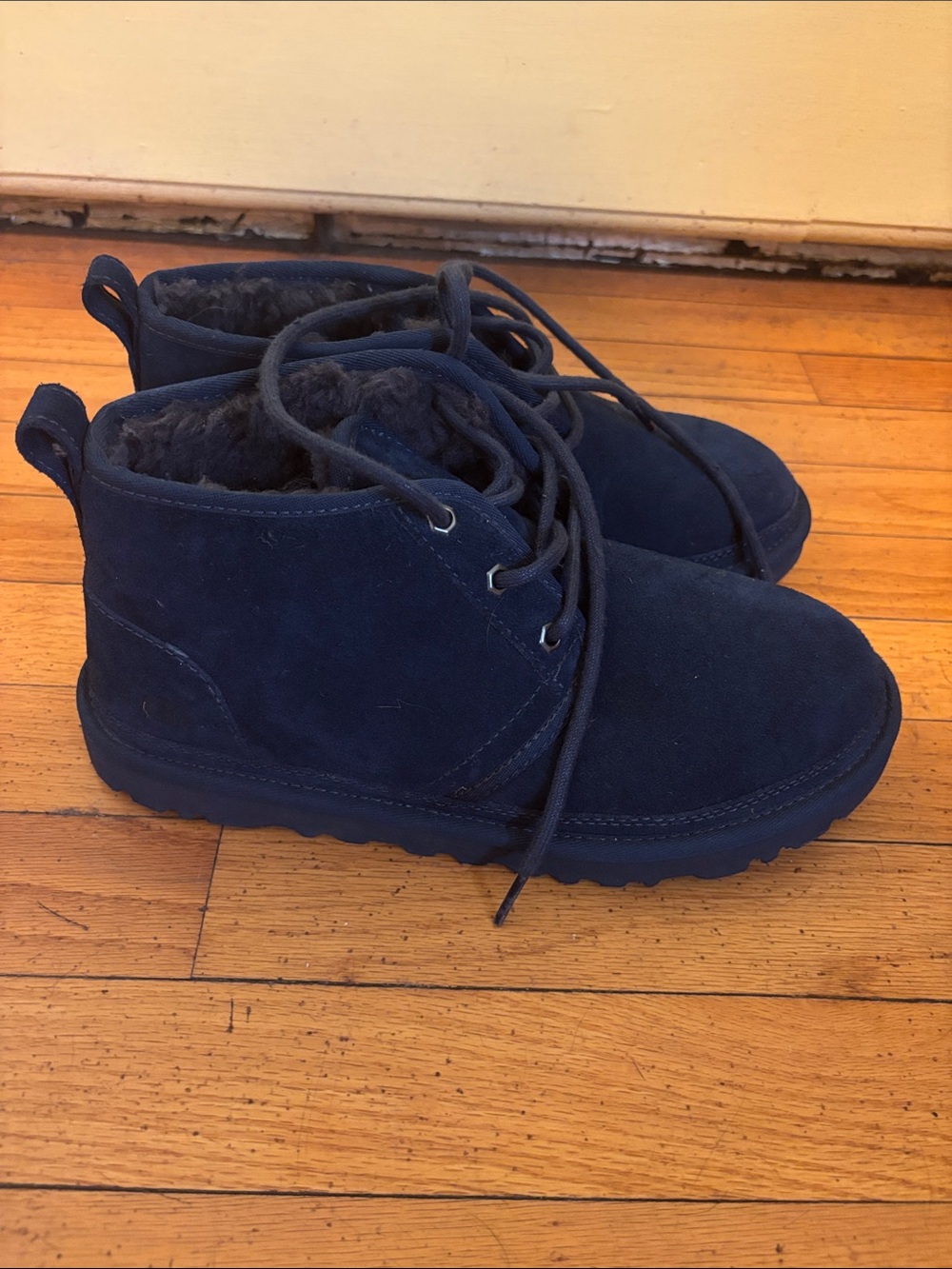 UGG Men's Navy Suede Lace-Up Fleece-Lined Boots - Picture 2 of 5
